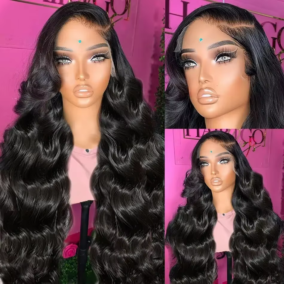 Perruque Lace Frontal Wig brésilienne naturelle, cheveux humains, Body Wave, 32 pouces, 13x4, 13x6,