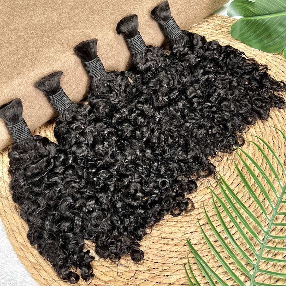 Bullet de cheveux bouclés birmans pour tresser 100% cheveux humains sans extension de trame 100 gram