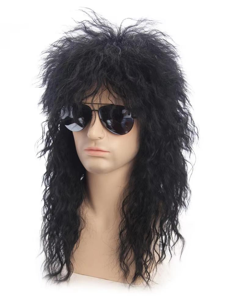 Perruque Rockstar blonde Punk pour hommes, perruque longue et moelleuse pour fête d'halloween, perru