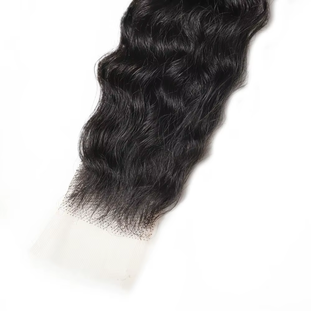 Perruque Lace Closure naturelle ondulée profonde, 12-22 pouces, 2x6, dentelle suisse transparente, p