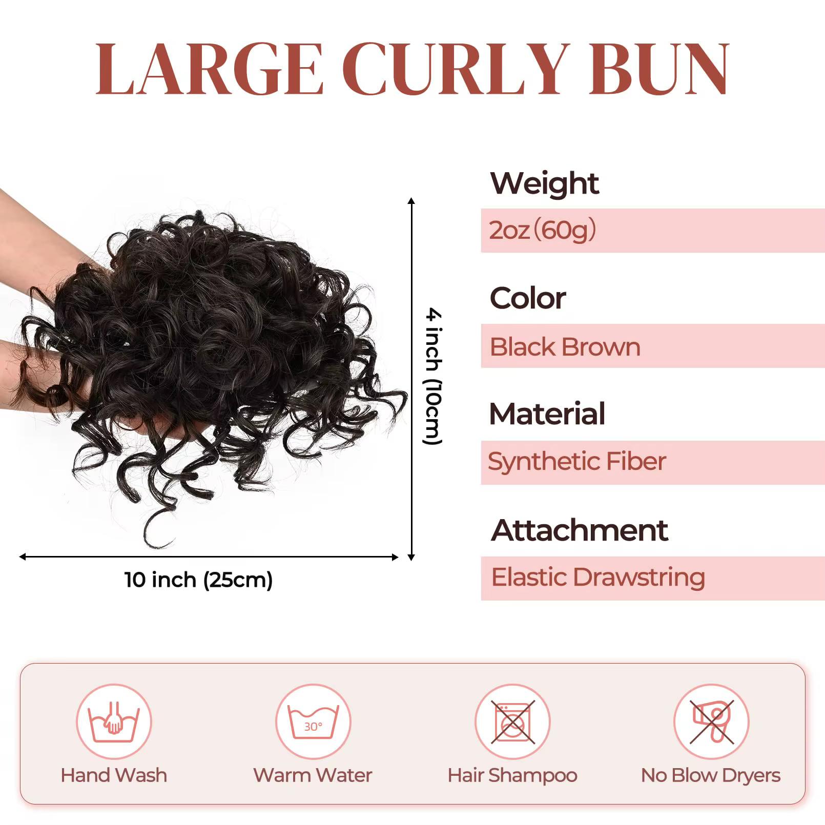 Chignon synthétique en désordre, 60g, cordon élastique, vague lâche, bouclé, Extensions de cheveux p