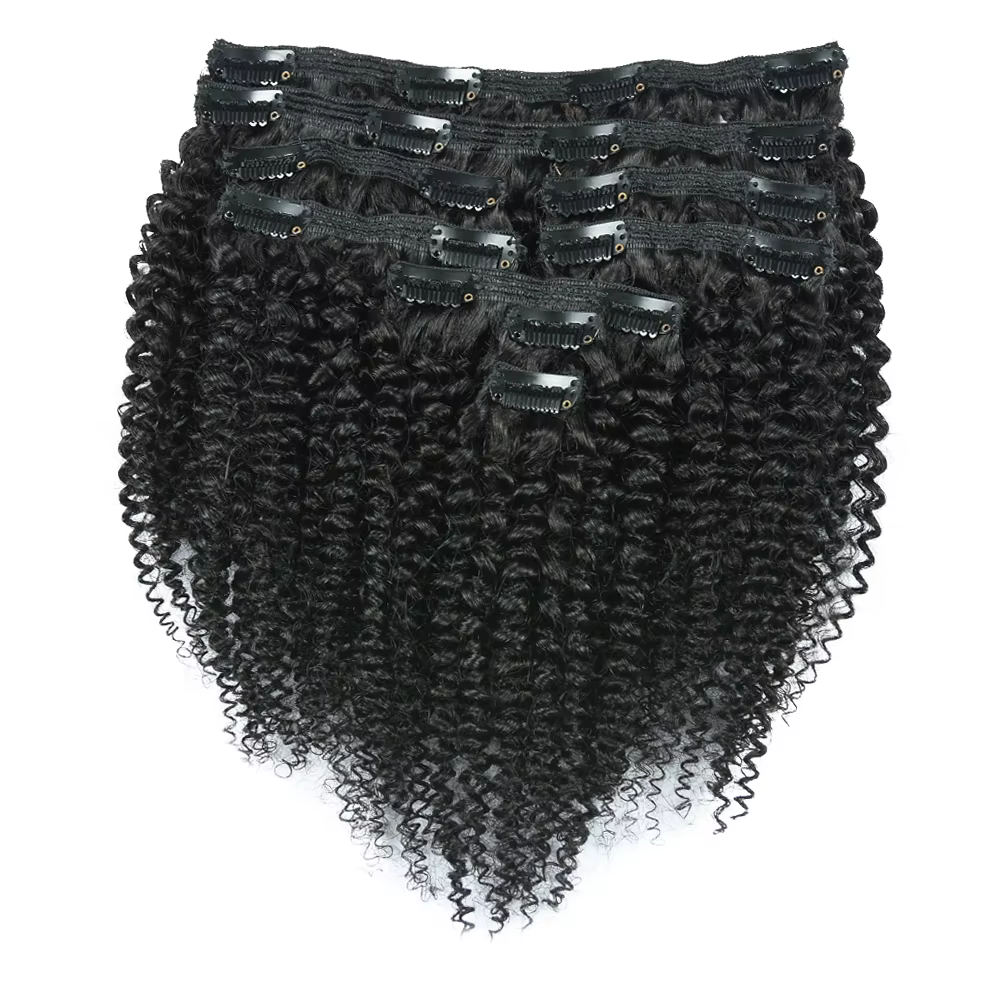 T1B 27-Extension de Cheveux Humains Crépus Afro, Bouclés, Brésiliens Colorés, Tête Complète, 120g/En
