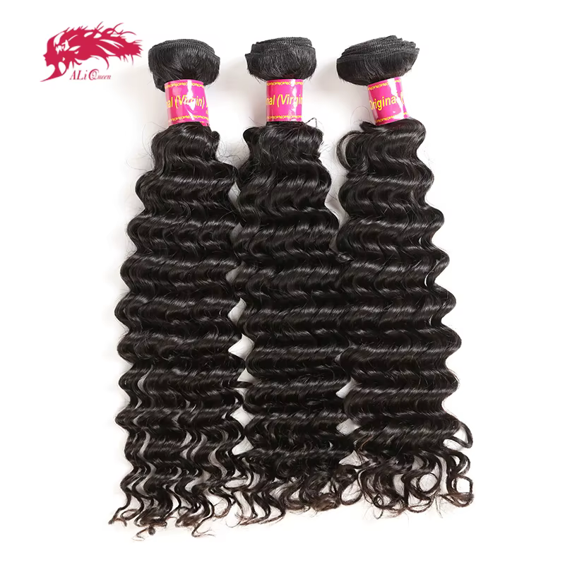 Ali Queen cheveux brésilien vague profonde brut vierge Extension de cheveux 3/4 pièces Lot 12 "- 30"