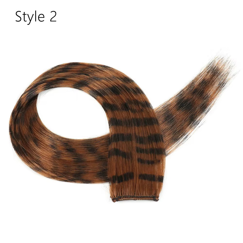 Extensions capillaires synthétiques lisses à clips imprimés à rayures, postiches colorées de 18 pouc