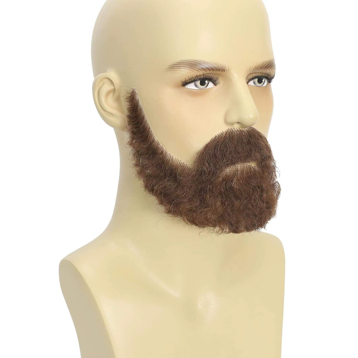 Fausse barbe complète avec pattes d'ange pour hommes, barbe touffue en cheveux humains avec dos en d