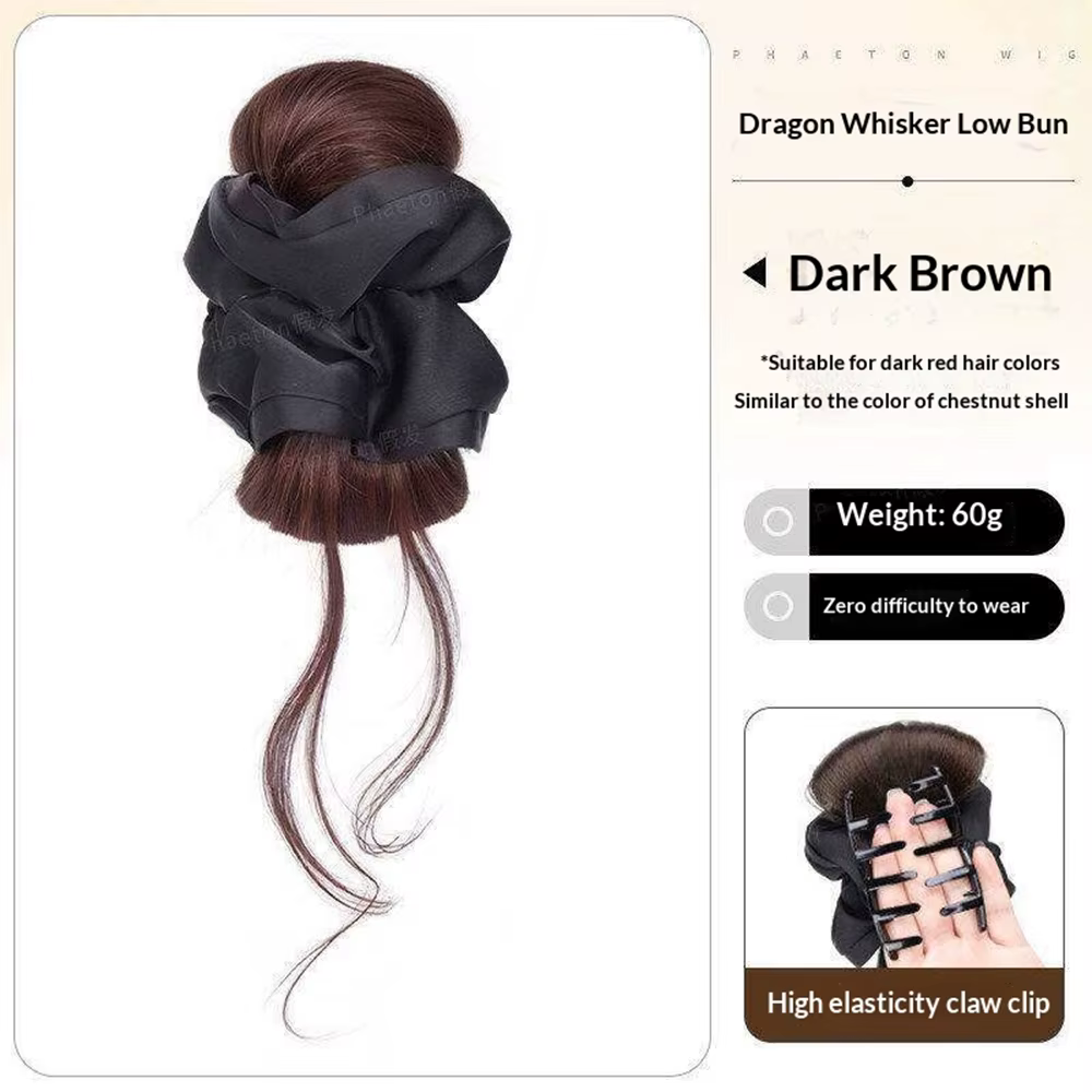 Chignon synthétique pour femme, postiche naturel, faux chignon noir et brun, pince à griffes, extens