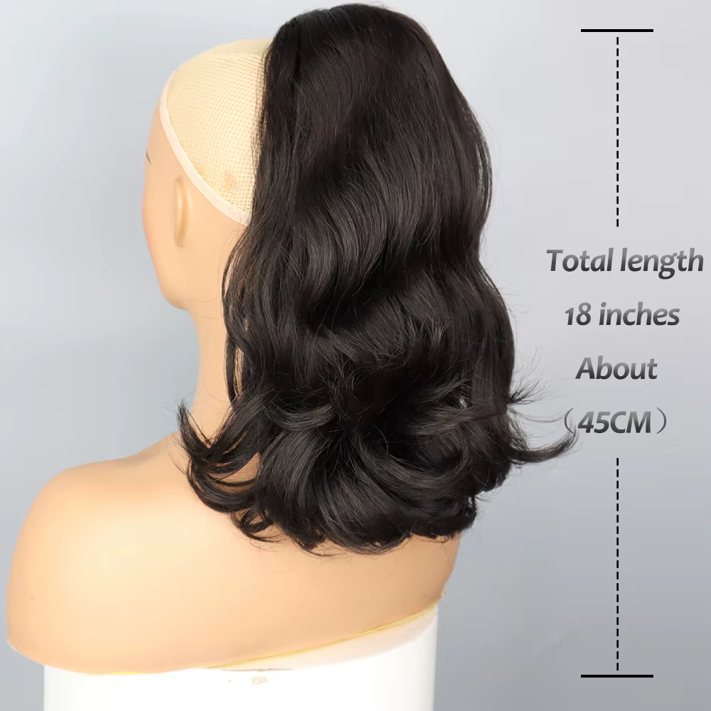 NICESY-Postiche queue de cheval bouclée noire pour femme, extension de cheveux synthétiques, Kinky P