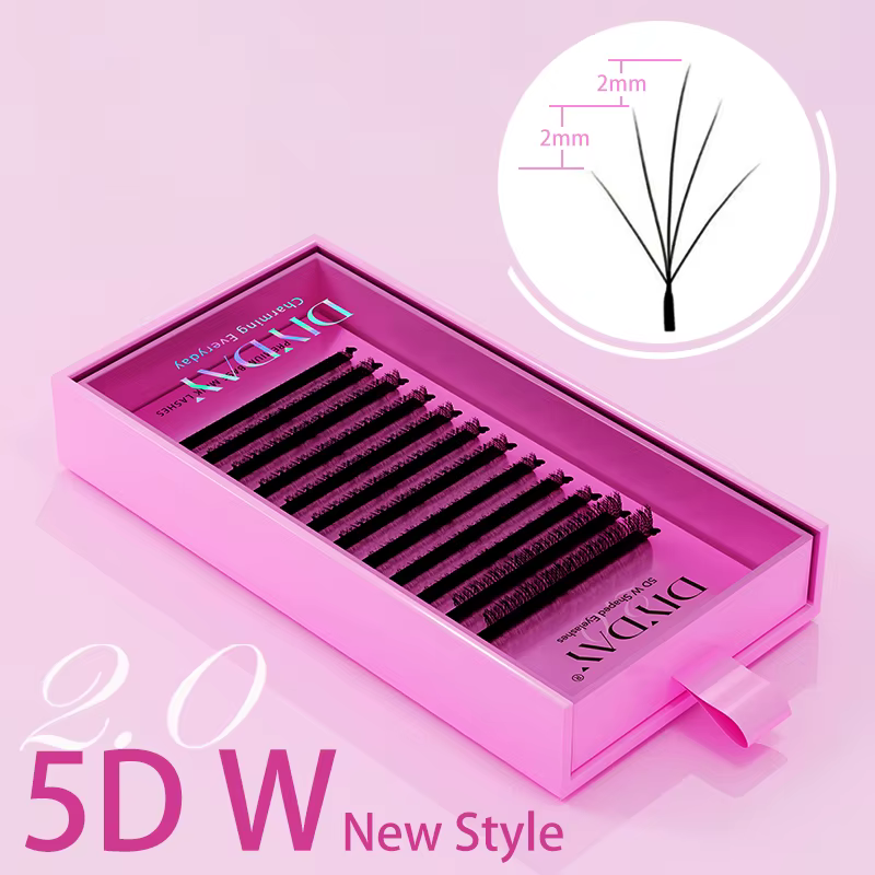 DIYDAY Nouveau Style Extensions de Cils 5D en Forme de W Différentes Longueurs Faux Cils 5D en Forme
