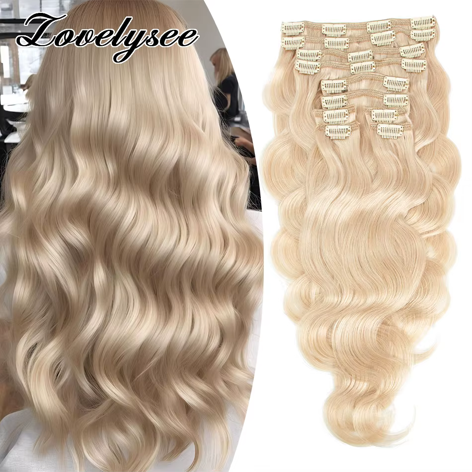 Clip de vague de corps dans les Extensions de cheveux humains brésilien 100% Remy cheveux humains 10