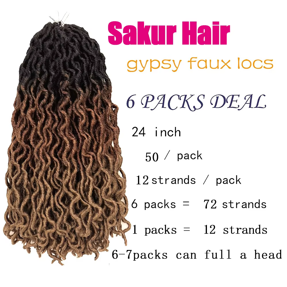 18/24 pouces déesse Faux locs Crochet cheveux 6 paquets/Lot doux gitane Locs ondulés Crochet tresses