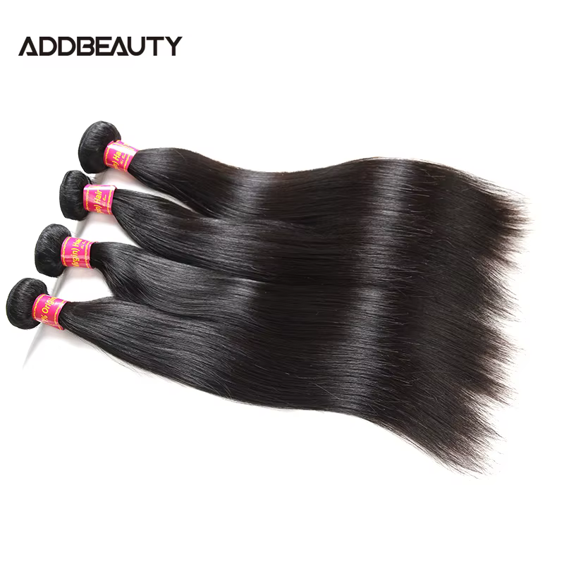 Addbeauty-Extension Capillaire Brésilienne Naturelle Lisse, Cheveux Vierges Bruts, Double Proximité