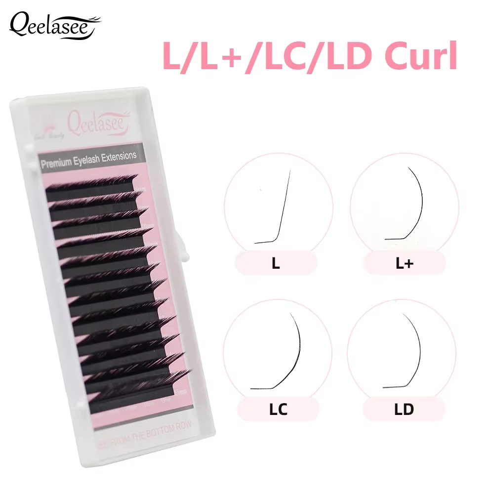 Extensions de cils en vison Qeelasee L L+ LC LD, cils volumineux en forme de L, maquillage, vente en