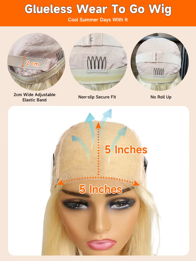 Perruques sans colle 613 en cheveux humains, perruque avec closure en dentelle 5x5, lisse comme un b