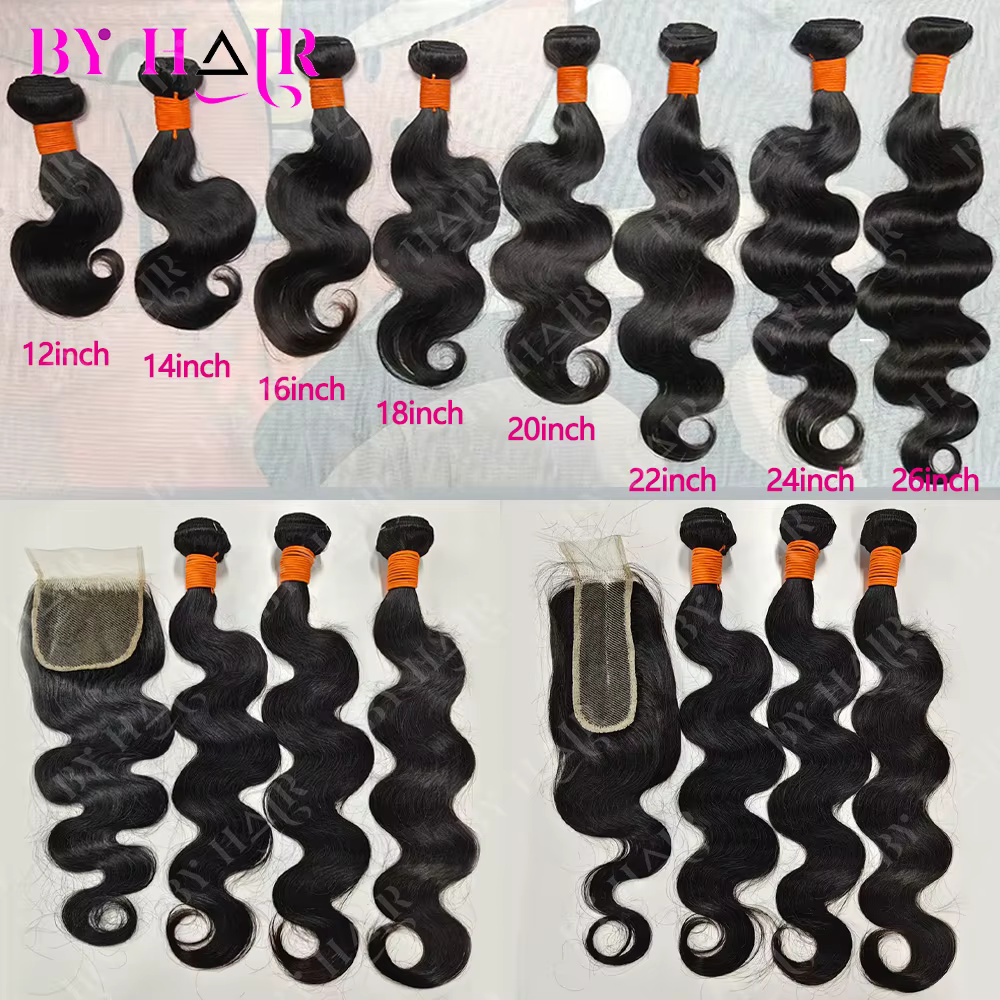 Extensions de cheveux brésiliens Body Wave avec closure 2x6, 4x4, 5x5 et frontales 13x4, 13x6 – 100%