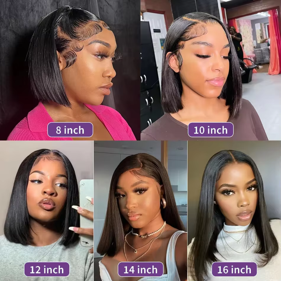 13x4 os droit court Bob dentelle avant perruques de cheveux humains 4x4 dentelle frontale perruque b
