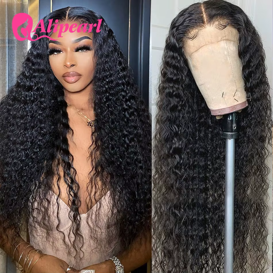 Perruque Lace Front Wig Deep Wave brésilienne naturelle-ALIPEARL, 13x4, pre-plucked, avec baby hair,