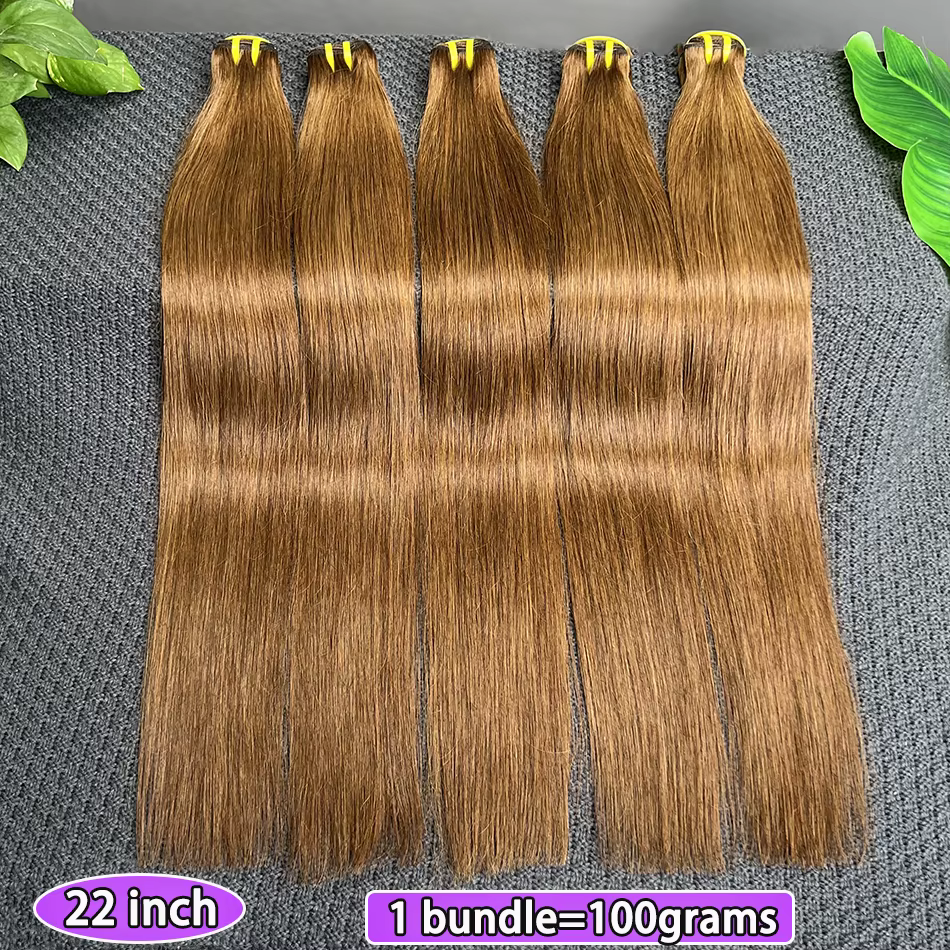 # 4 paquets de cheveux humains lisses de couleur brun foncé, double trame, 100% cheveux vietnamiens,