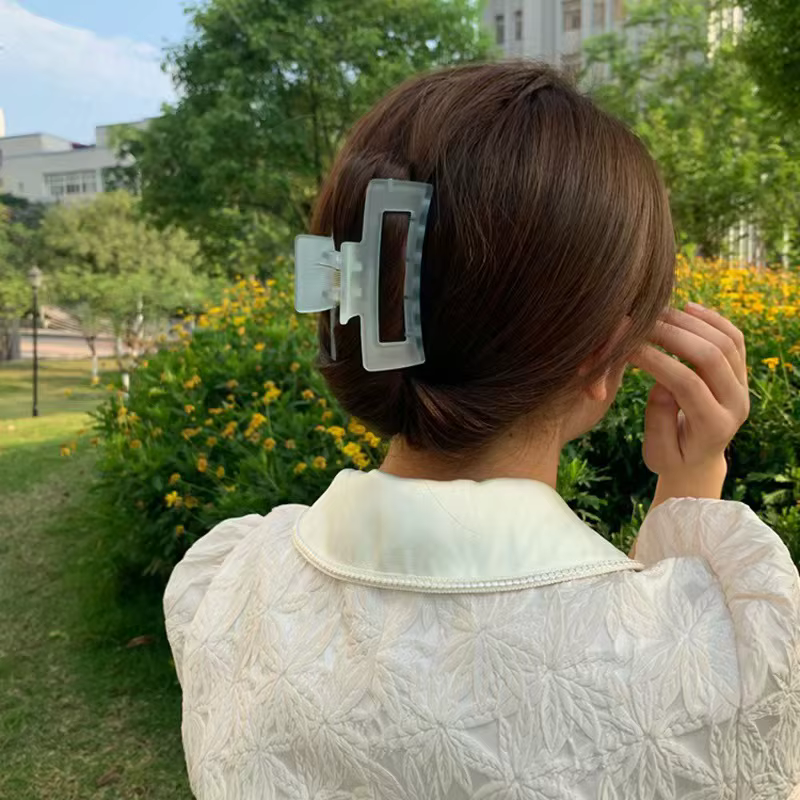 Nouvelles pinces à cheveux rectangulaires transparentes givrées élégantes pour femmes, pinces à chev