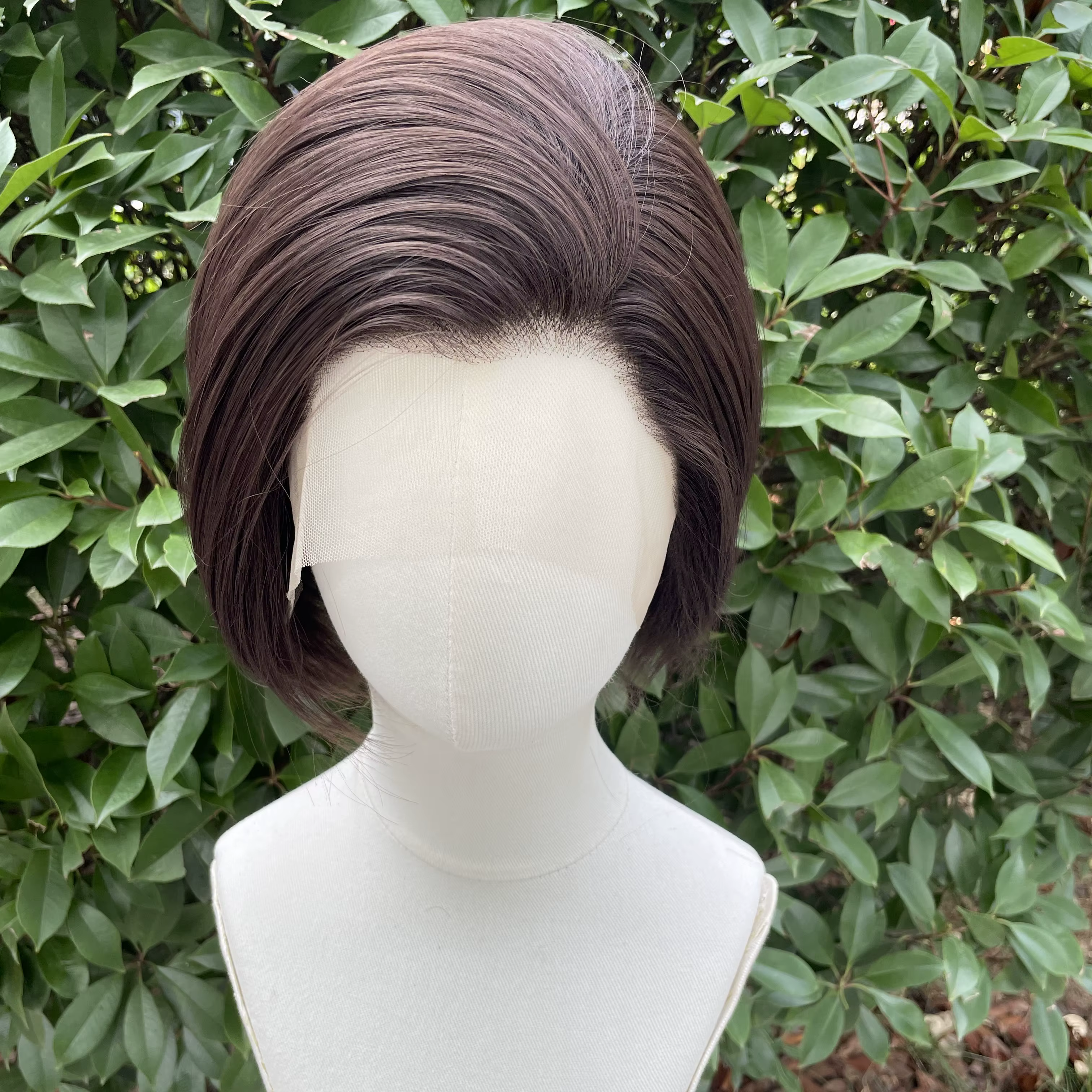 Perruque Lace Front Wig synthétique courte coupe Bob, marron naturel, perruques de Cosplay pour femm