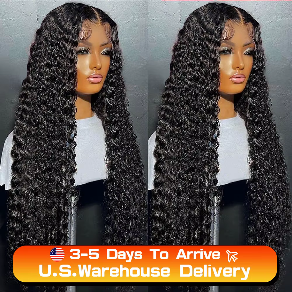 Perruque brésilienne bouclée en cheveux humains naturels, 40 pouces, Loose Deep Wave, avec dentelle