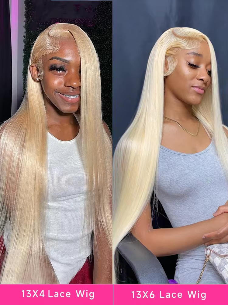 Perruque Lace Front Wig naturelle brésilienne, cheveux lisses, blond miel 613, 13x4, 13x6, 38 40 ama
