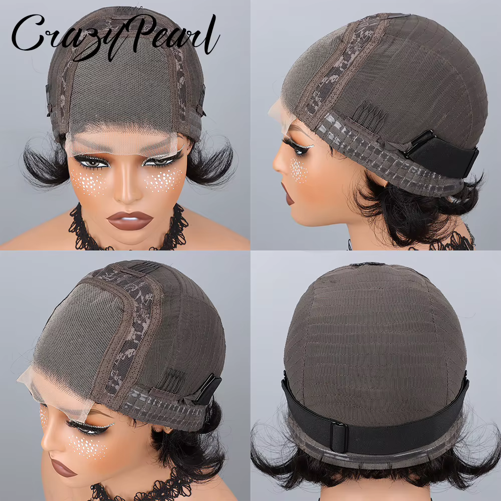 Perruque BOB 4x4 Closure Cheveux Humains Lisses Courts Noir Naturel Cheveux Brésiliens Remy Pré-Pluc