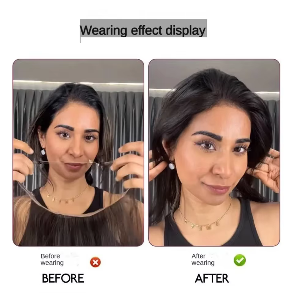 TESS délié Topper avec ligne de pêche dentelle frontale postiche pour les femmes front cheveux humai
