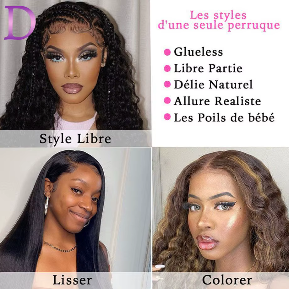 Perruques Cheveux Humains Frontale En Dentelle Transparente 13x4 Bouclés Water Wave Perruque Brésili