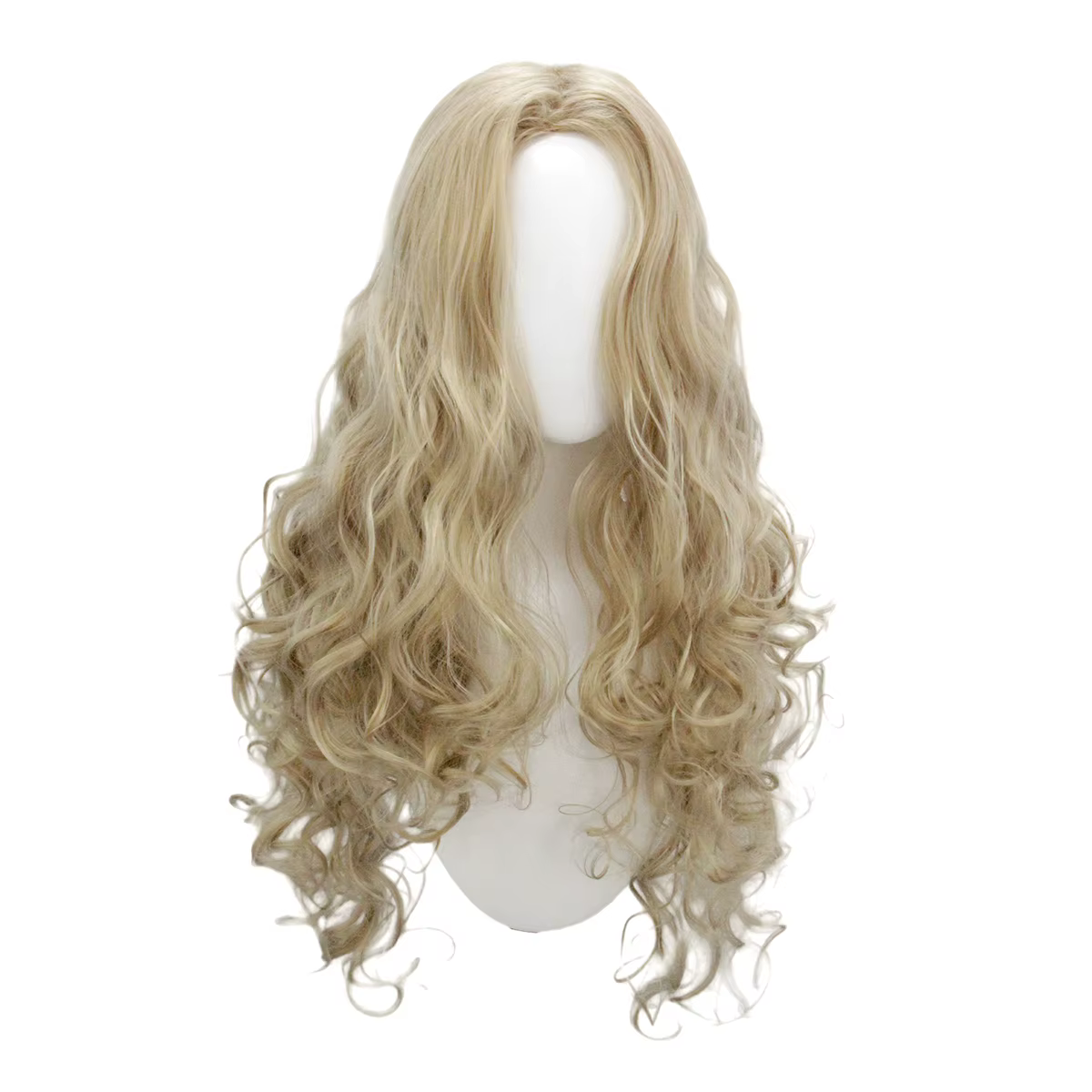Perruque synthétique longue et bouclée blonde pour femme, pour cosplay et soirées à thème
