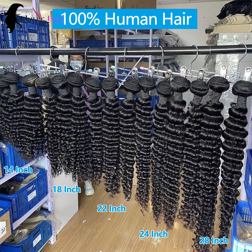 12A vague profonde paquets cheveux humains brésilien Remy 30 32 pouces cheveux bouclés crus paquets 