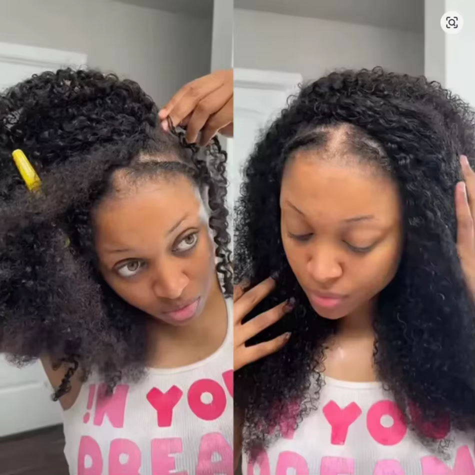 Extensions de cheveux humains bouclés crépus au crochet, tresses invisibles sans nœuds, pré-séparées