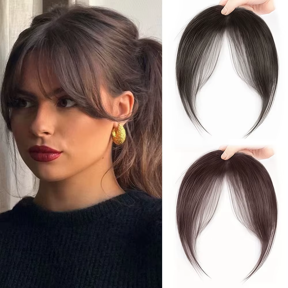 Frange de cheveux synthétiques pour femmes, pour perruque ehead, frange octogonale naturelle, 8 pouc