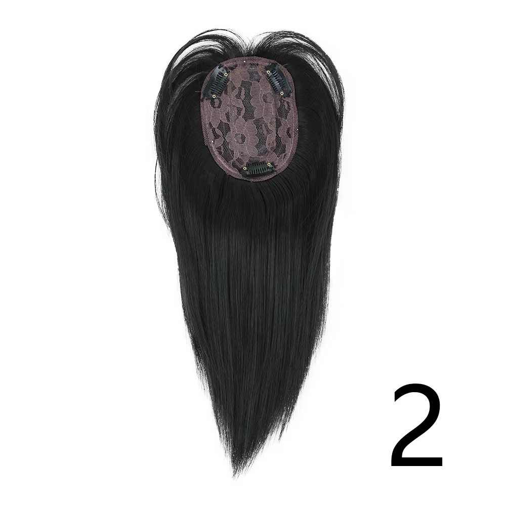 Extensions capillaires synthétiques lisses à 3 Clips, postiche noire et brune pour femmes, faux chev
