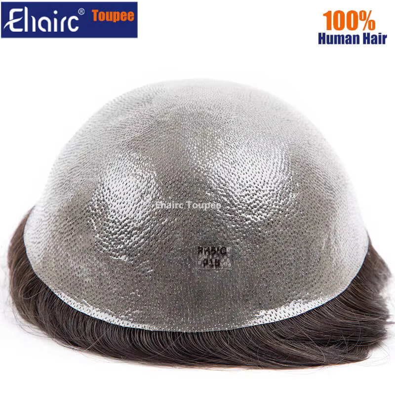 Premium Durable noué Microskin mâle prothèse de cheveux 0.12MM hommes prothèse capillaire hommes per