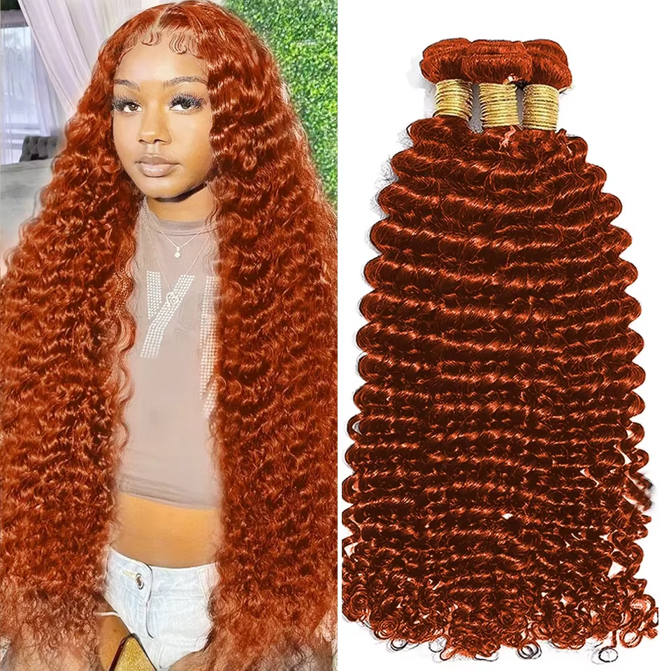 Cheveux d'Arietis # 350 gingembre vague profonde paquets de cheveux humains 1/3/4 pièces pas cher Re