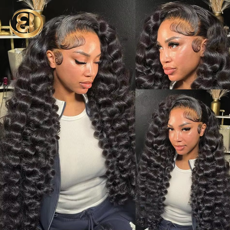 250% 30 40 pouces cheveux humains 13x6 HD dentelle frontale perruque brésilienne lâche vague profond