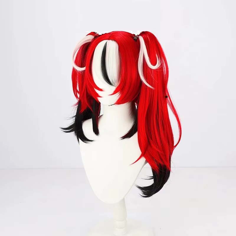 Hololive – perruque Cosplay VTuber Hakos Baelz, avec oreilles, pour Halloween, Anime, avec bonnet de