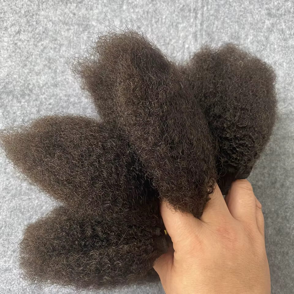 Tissage de cheveux humains bruts moelleux, Extensions de cheveux Afro crépus bouclés, Double tirage,