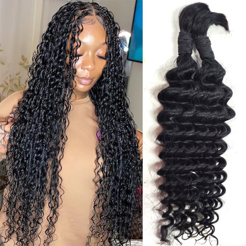 Tressage en vrac cheveux 100% cheveux humains vague profonde sans trame cheveux humains paquets Micr