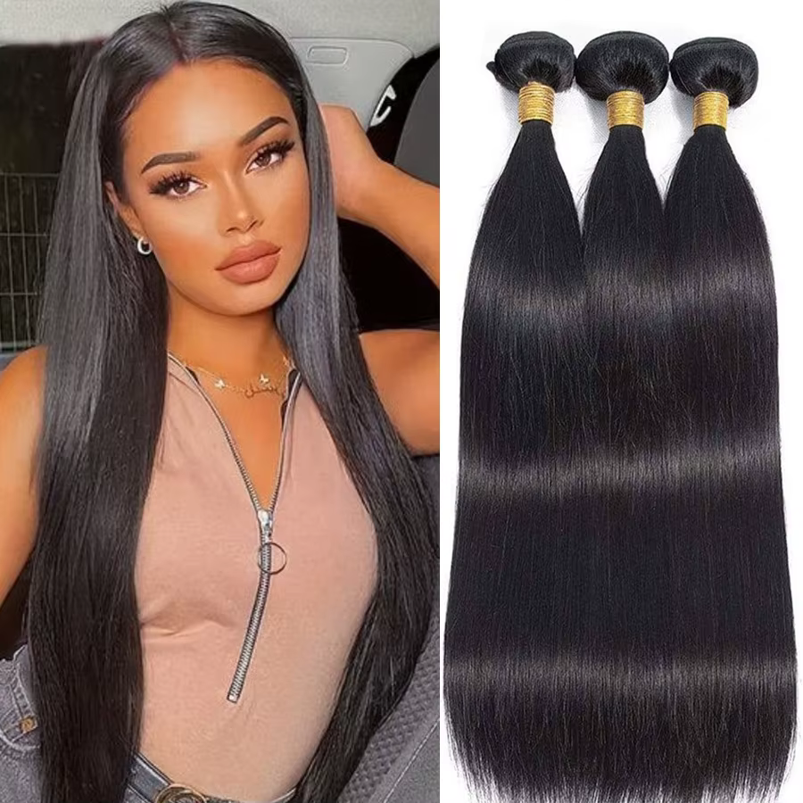 Extensions de Cheveux Humains Lisses Couleur Naturelle, Lots de 1, 3 ou 4 Cheveux Brésiliens Remy de