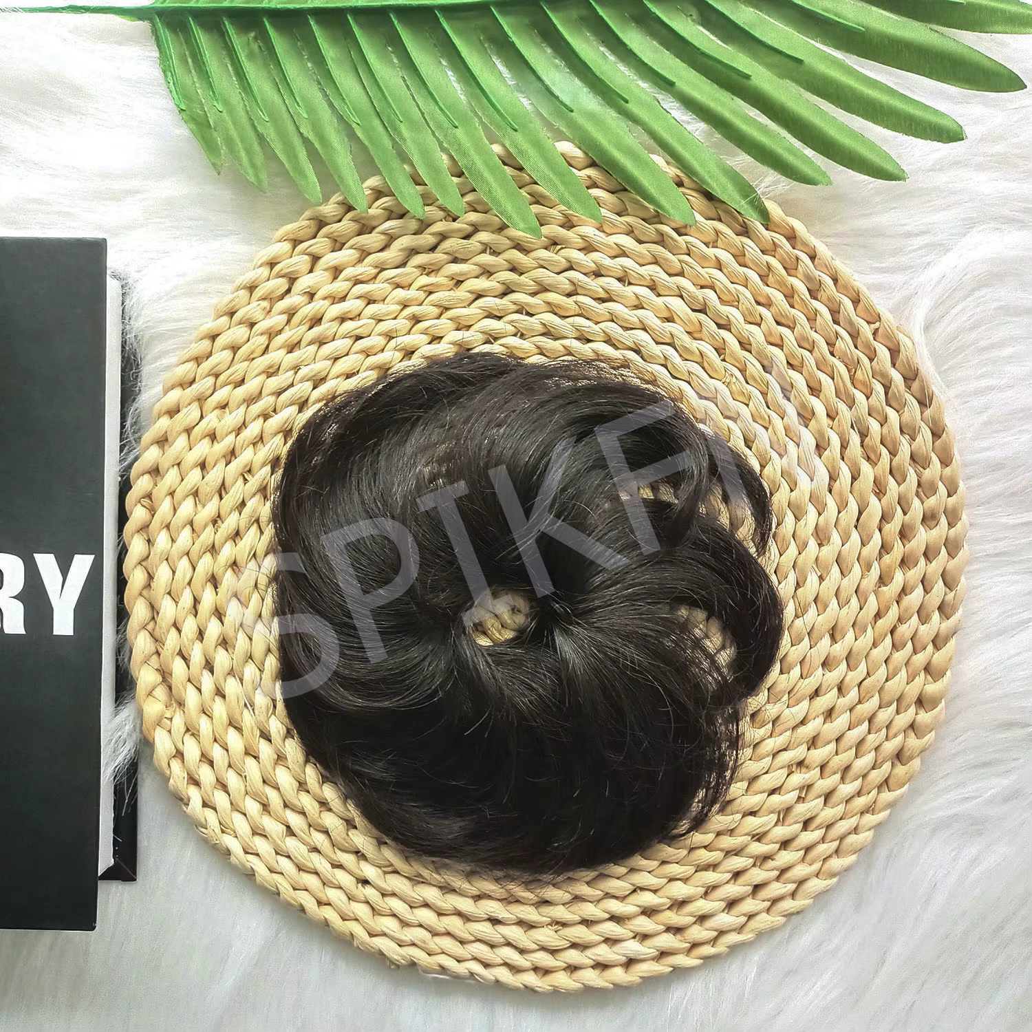 Chignon en cheveux naturels ondulés et bouclés pour femme, postiche épais pour chignon ou queue de c
