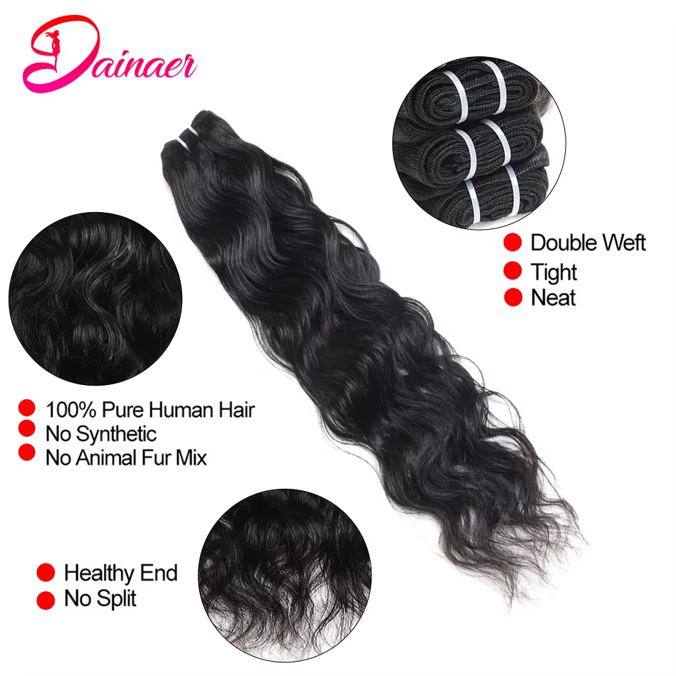 Extensions de Cheveux Péruviens Naturels Ondulés avec Fermeture, Mèches 100% Naturelles Remy, 4x4