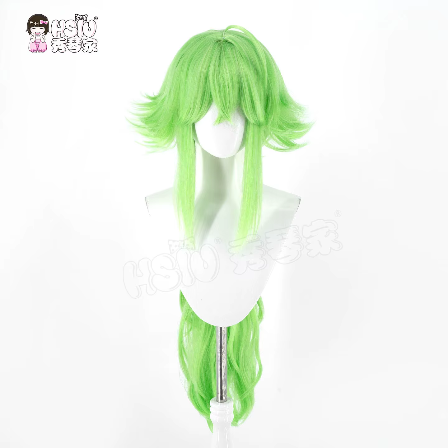 N Cosplay perruque fibre synthétique perruque 「HSIU」 80Cm herbe vert longue perruque + bonnet de per