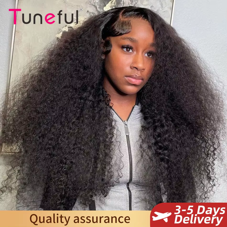 Perruques de cheveux humains bouclés caution Wave pour femmes, dentelle frontale transparente HD, Fr