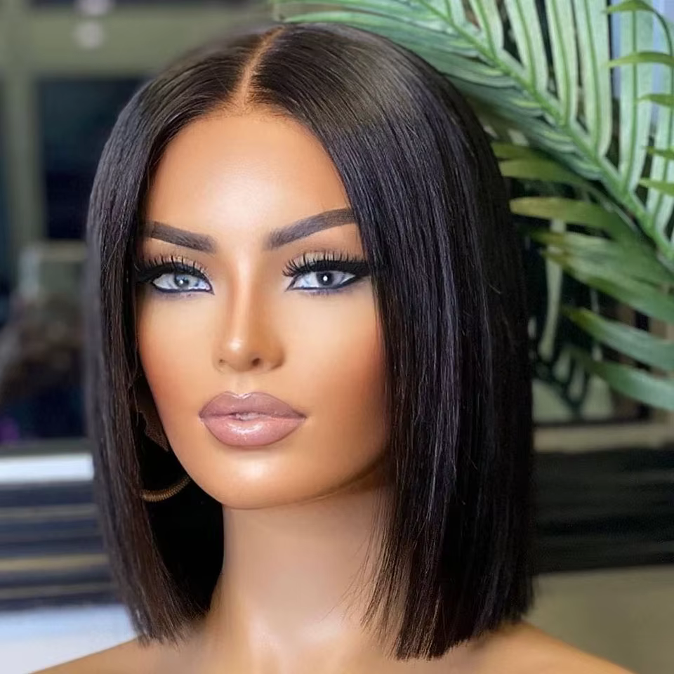 Pas cher court Bob perruques Double dessiné brut vietnamien sans colle droite perruque cheveux humai