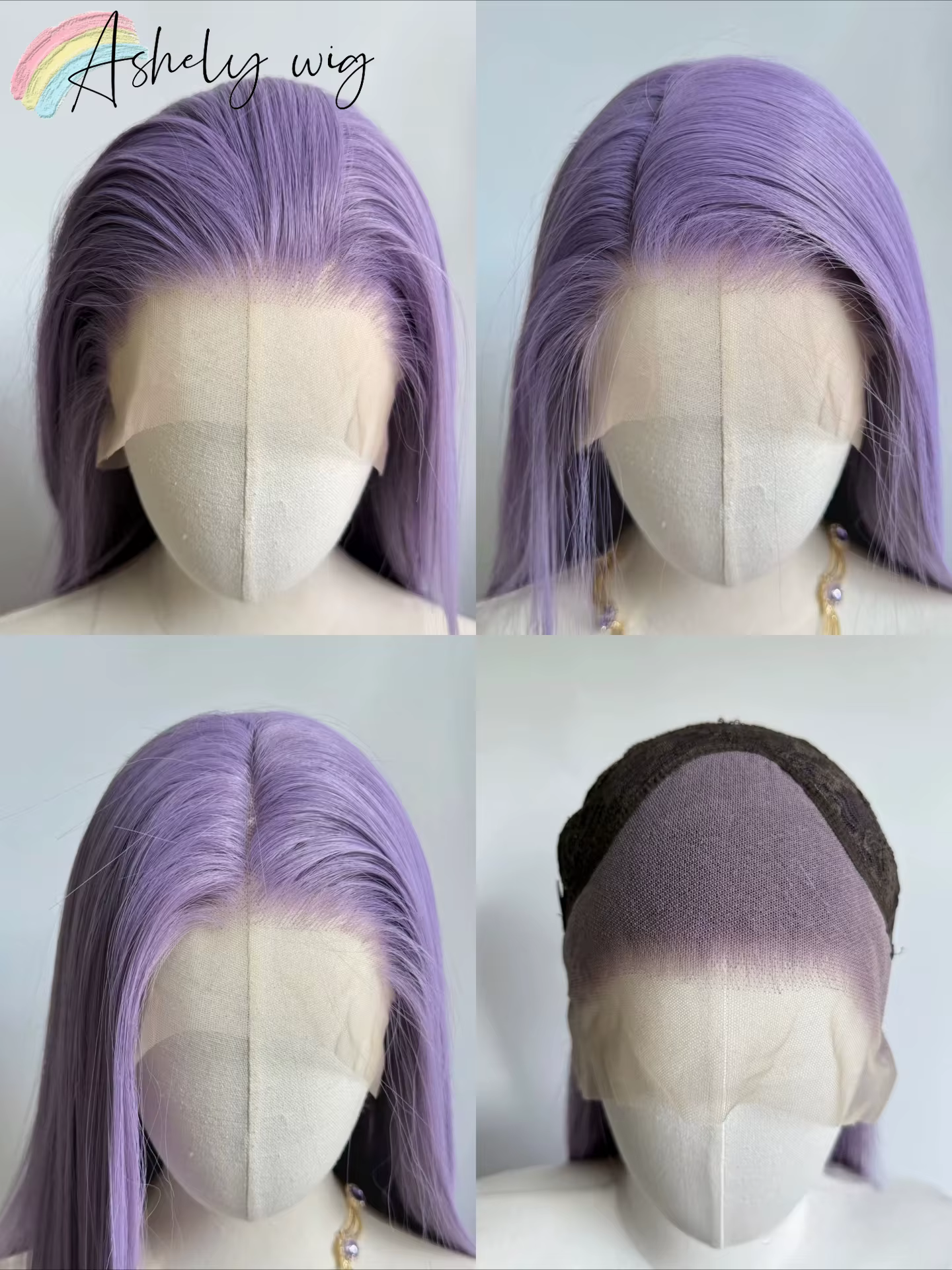 Ashely perruque violet clair spécial gris-violet dentelle avant perruques 26 pouces longue droite 13