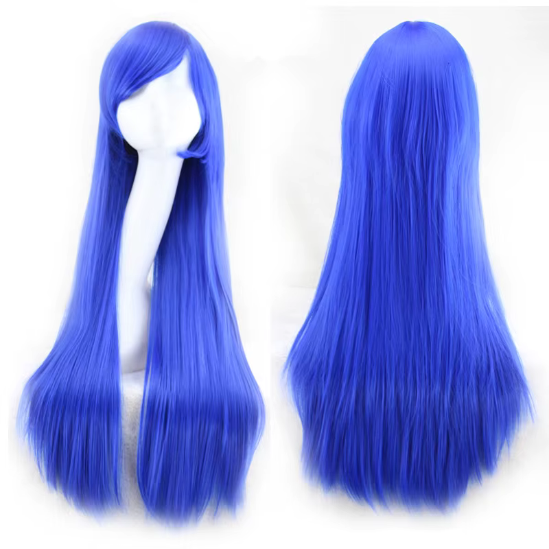 Perruques synthétiques pour femmes, perruque de Cosplay longue avec frange, rouge, violet, Orange, n