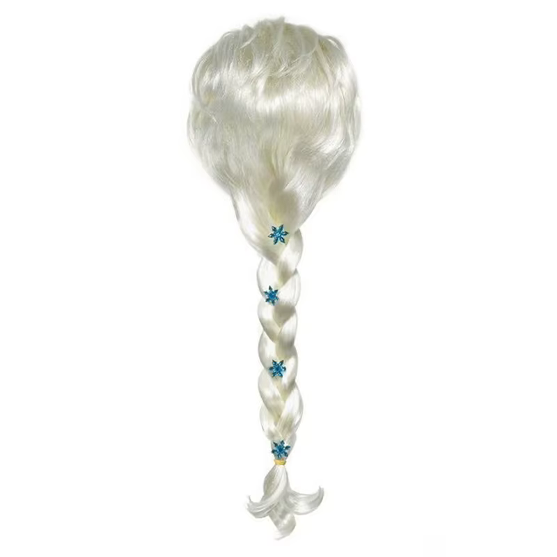 Perruque Cosplay Elsa Anna princesse cheveux humains or brun tresse cheveux longs haute température 