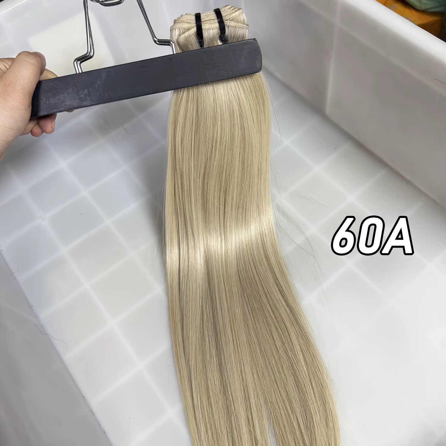 Extensions de cheveux vietnamiens lisses, tissage de cheveux humains, blonds avec mèches décolorées,