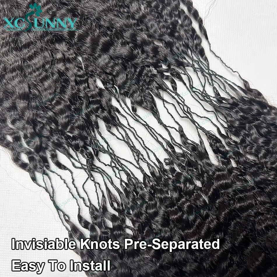 Extensions de cheveux humains bouclés au Crochet, nœud invisible, sans nœuds, pré-séparés avec ficel